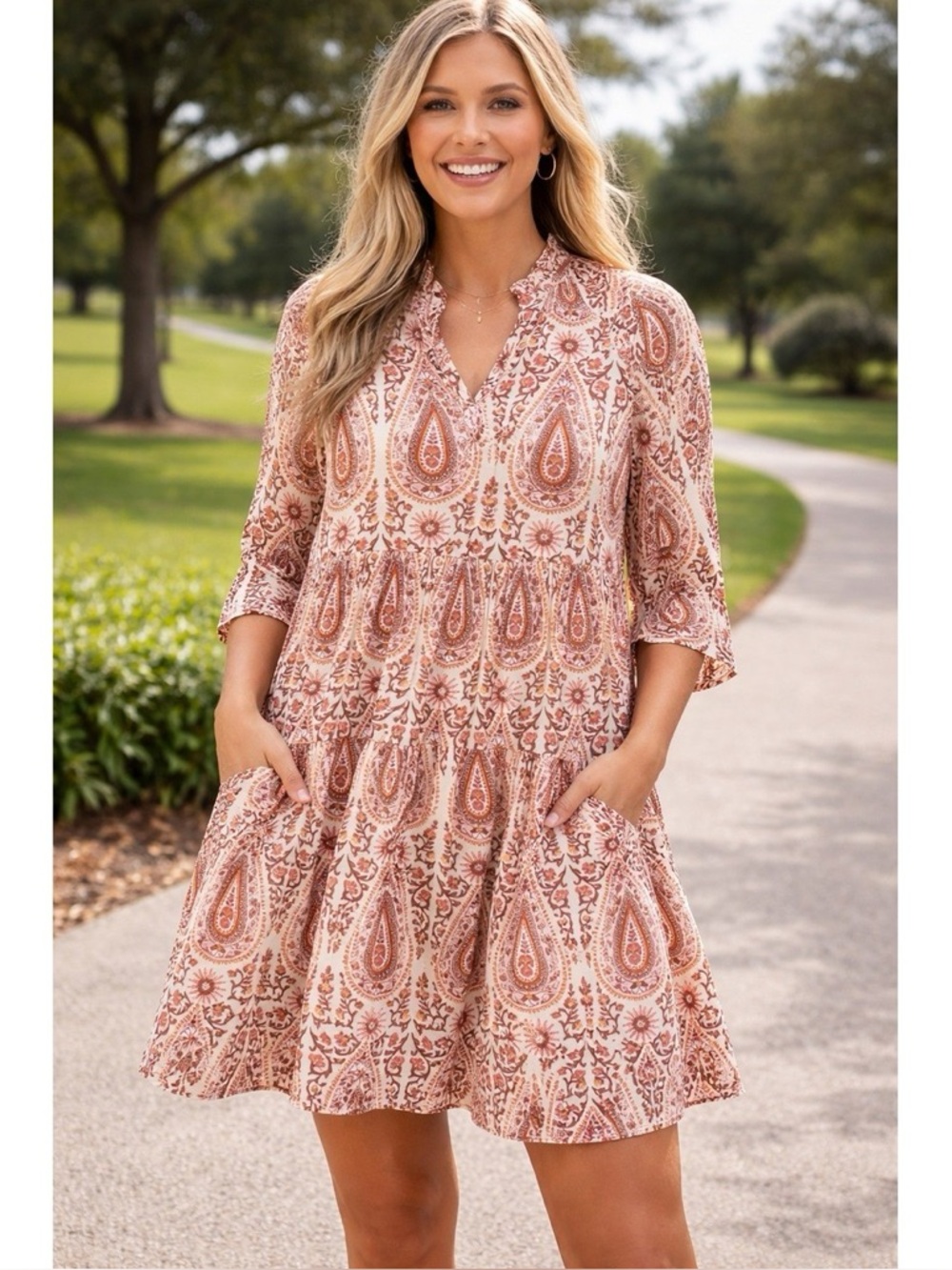 # Spartina 449 XXL Maisie Pink House Boho Paisley Dress - Picture 9 of 9